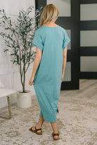 Fix You Right Up Short Sleeve Midi Dress in Dusty Teal-Womens-Stay Foxy Boutique, Florissant, Missouri
