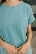 Fix You Right Up Short Sleeve Midi Dress in Dusty Teal-Womens-Stay Foxy Boutique, Florissant, Missouri