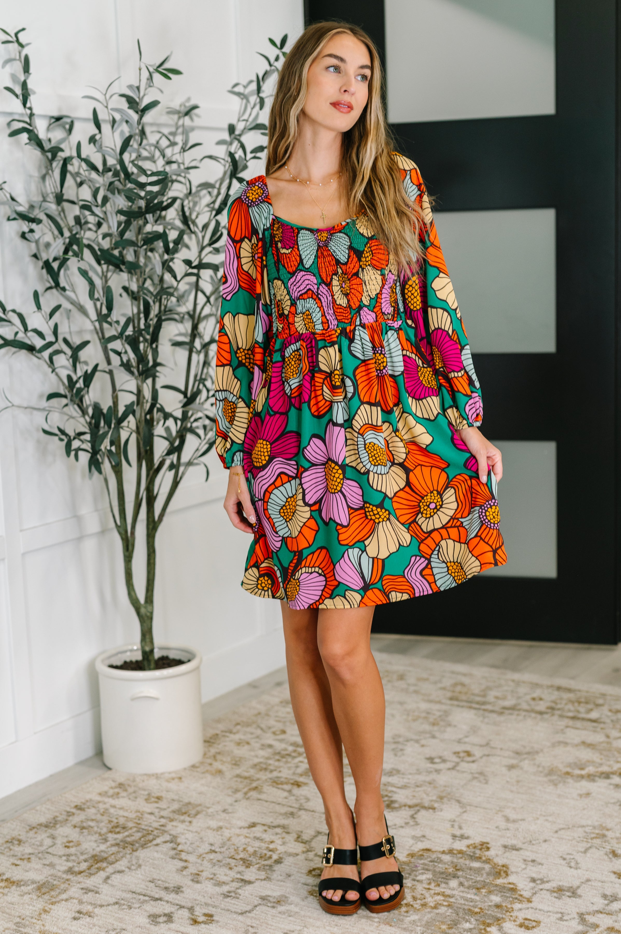 Floral Affairs Scoop Neck Dress-Womens-Stay Foxy Boutique, Florissant, Missouri