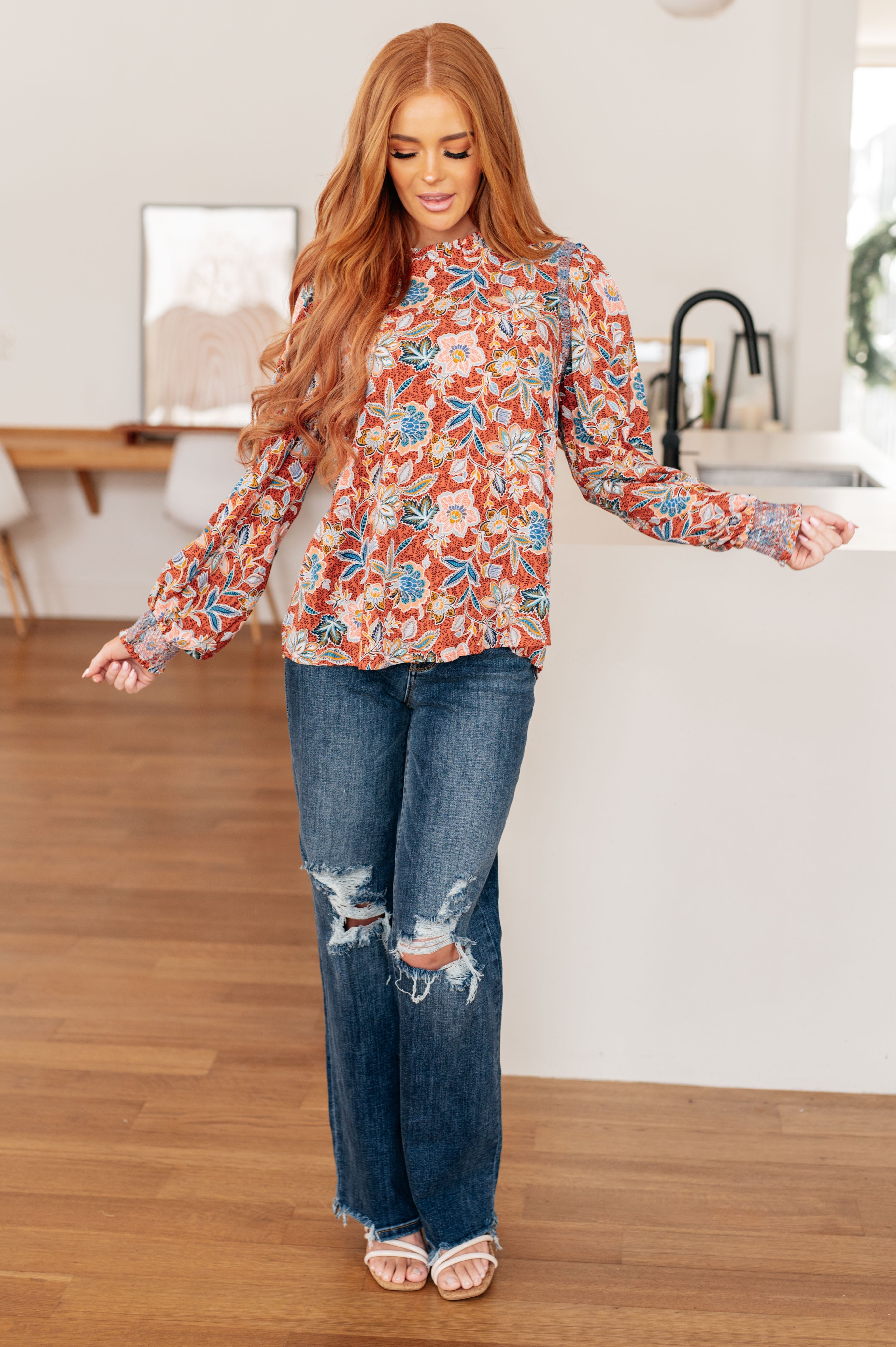 Floral Delight Blouse-Blouses-Stay Foxy Boutique, Florissant, Missouri