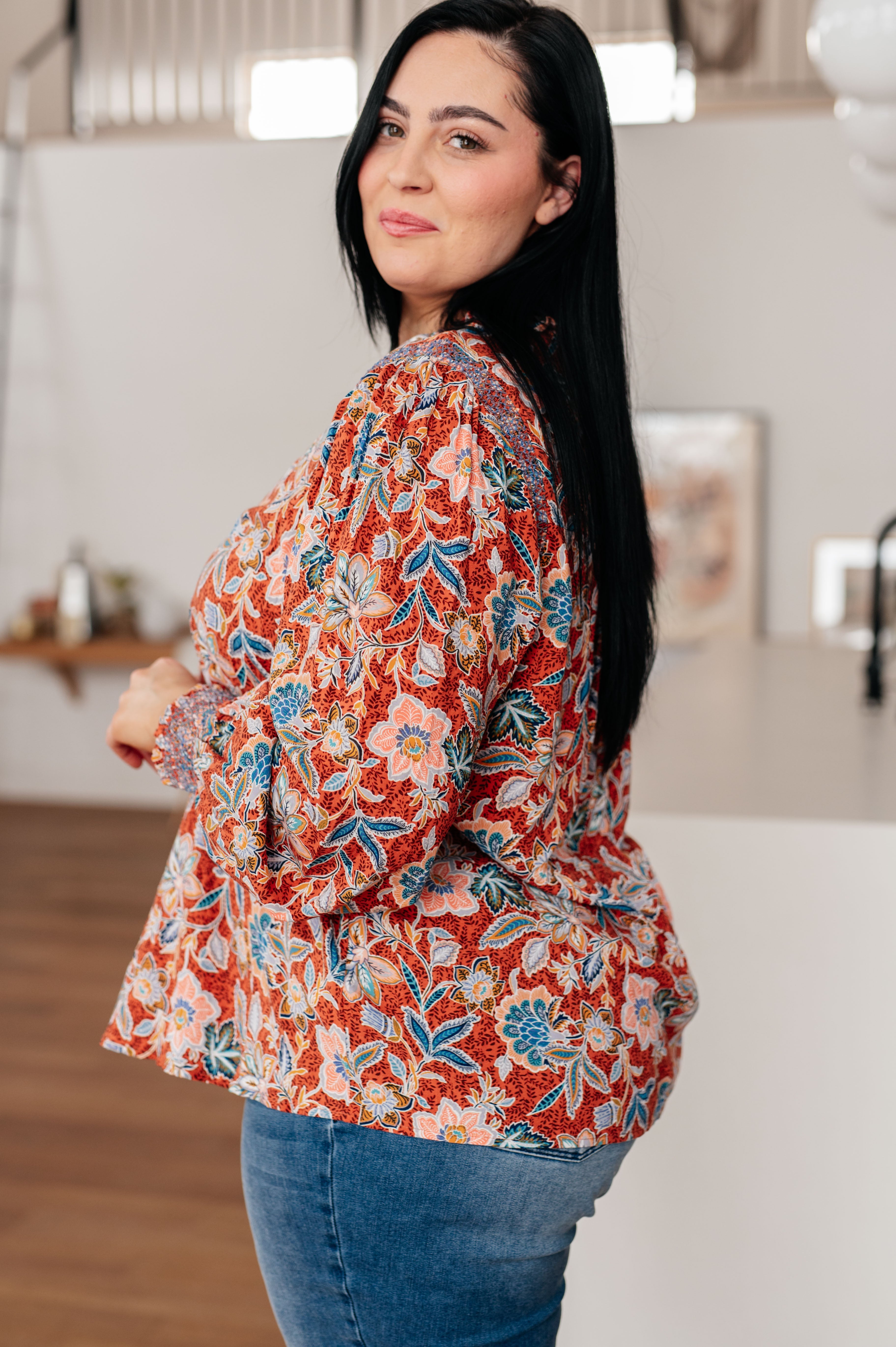 Floral Delight Blouse-Blouses-Stay Foxy Boutique, Florissant, Missouri