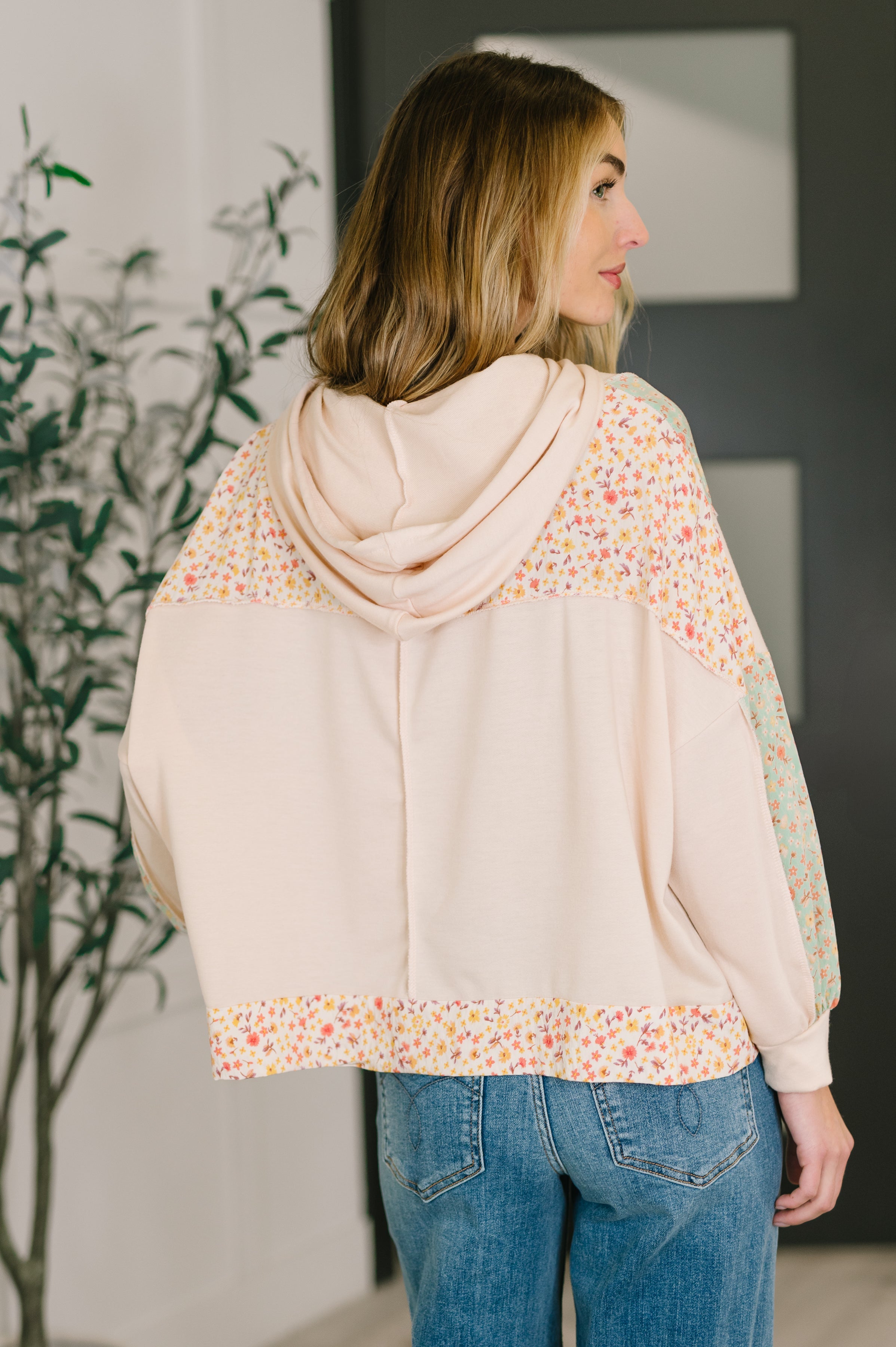 Floral Patchwork Hooded Pullover-Womens-Stay Foxy Boutique, Florissant, Missouri