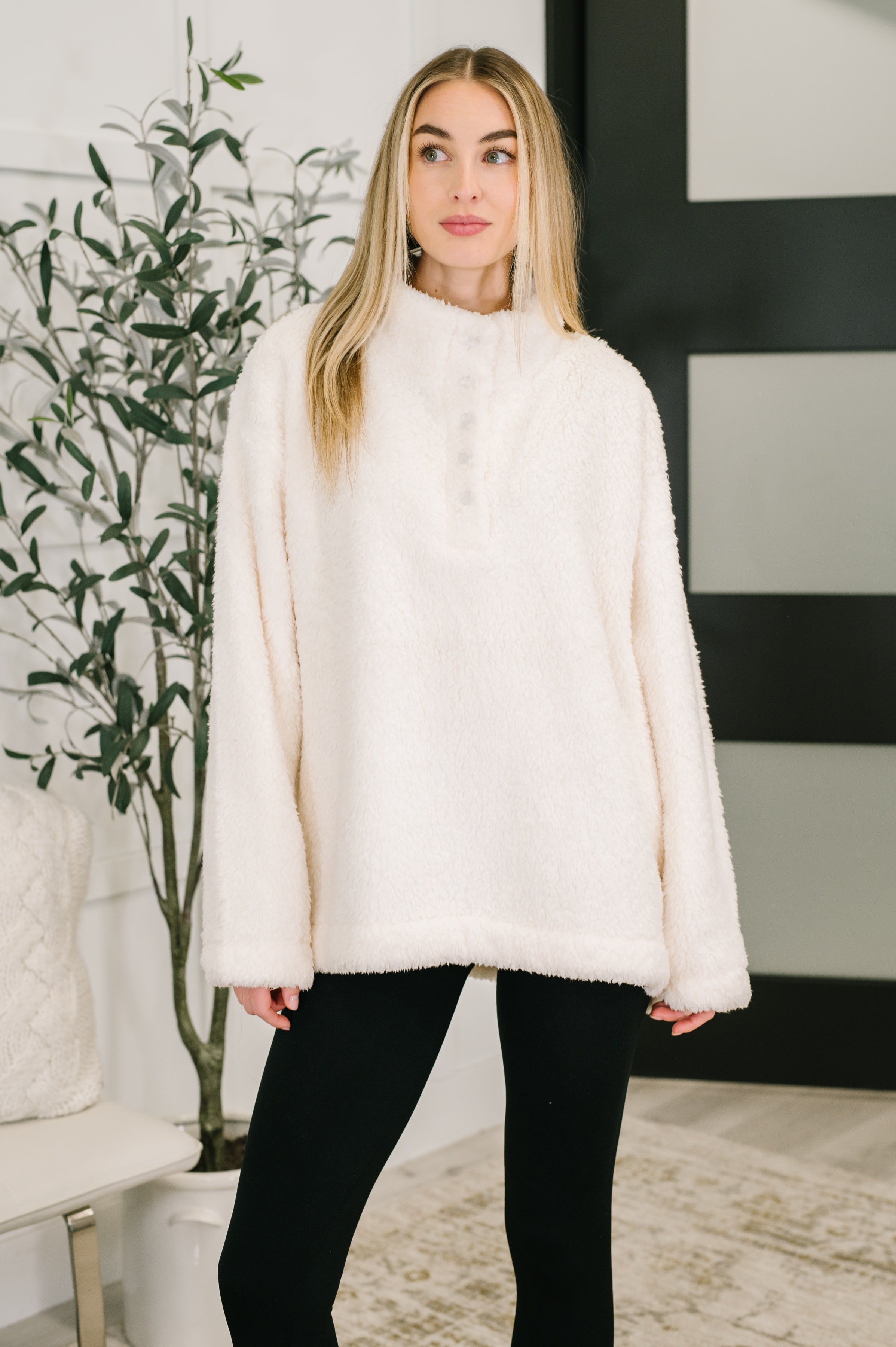 Fluffy Flurry Snap Button Pullover-Womens-Stay Foxy Boutique, Florissant, Missouri