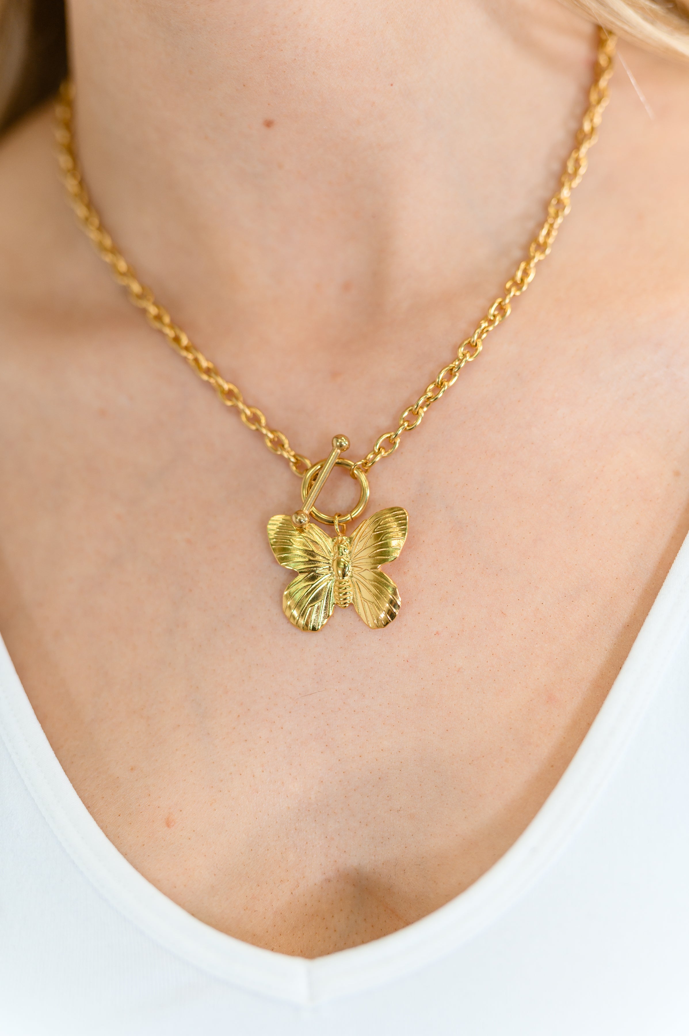 Flutter & Shine Butterfly Pendant Necklace in Gold-Womens-Stay Foxy Boutique, Florissant, Missouri
