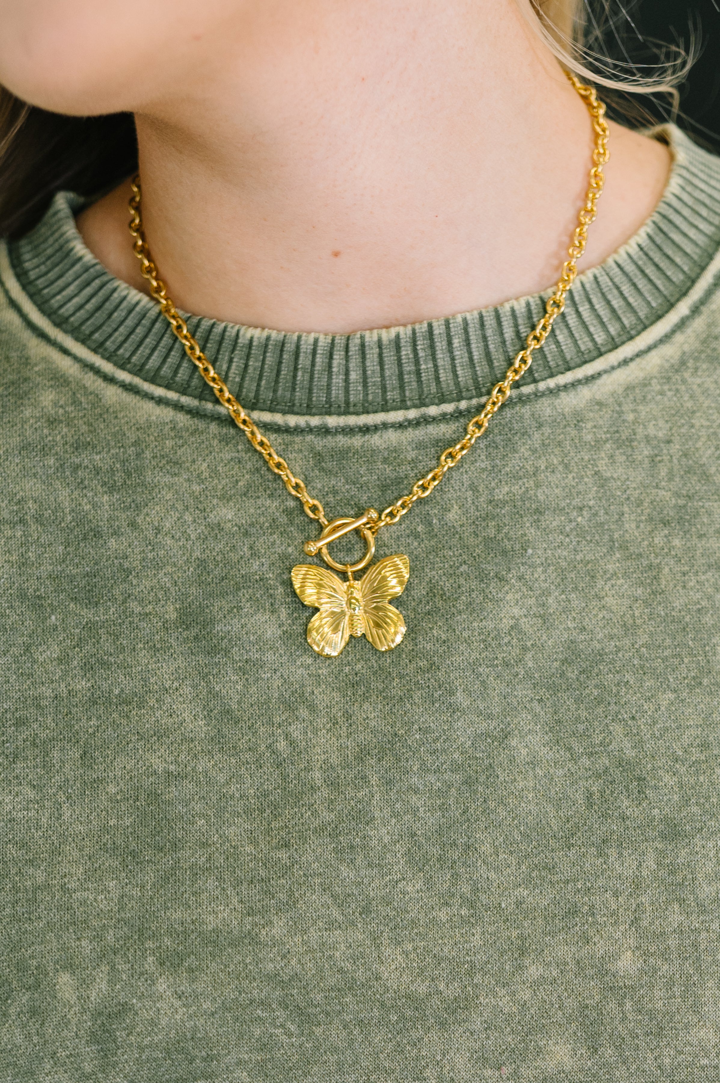 Flutter & Shine Butterfly Pendant Necklace in Gold-Womens-Stay Foxy Boutique, Florissant, Missouri