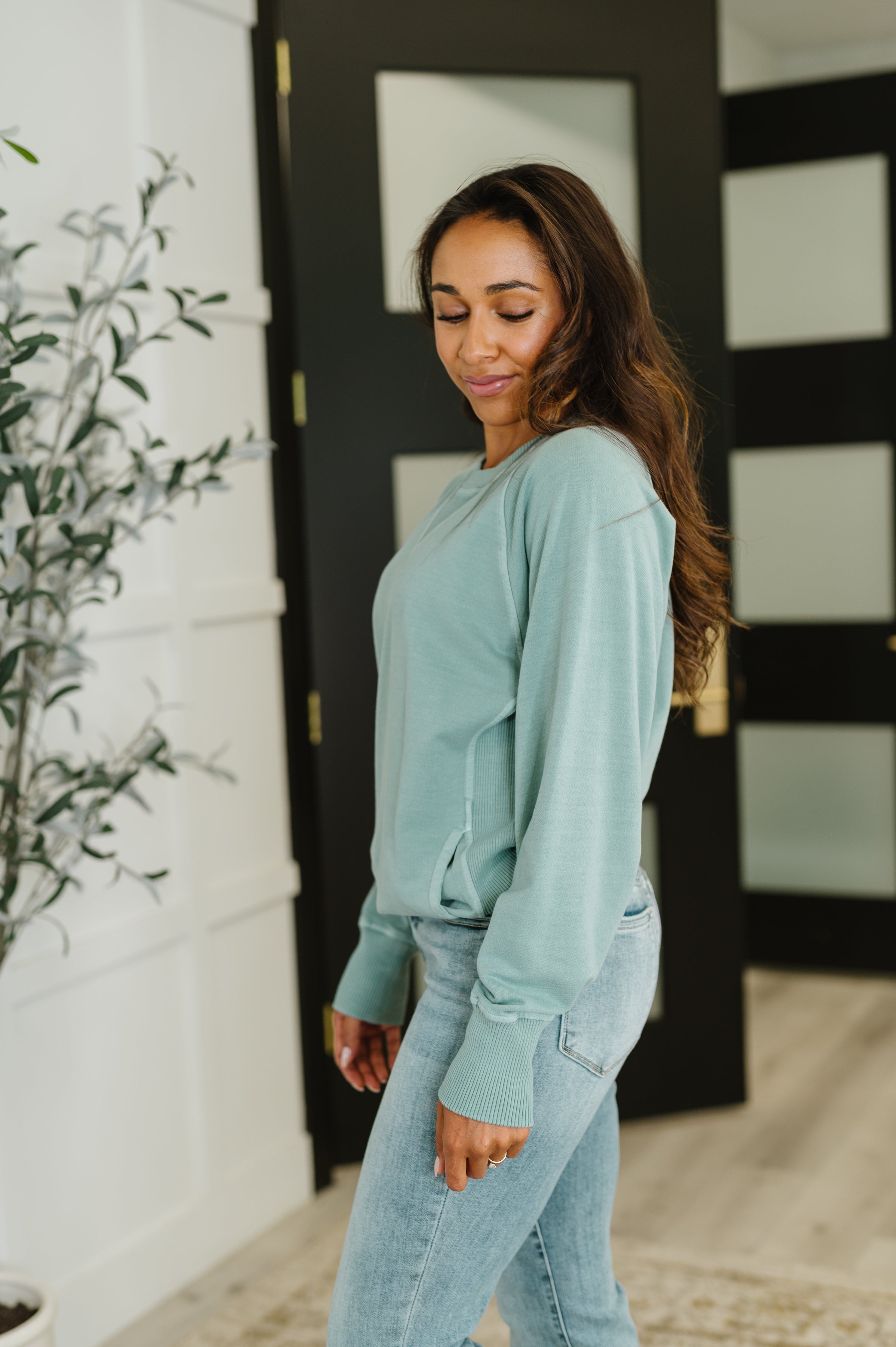 For the Experience Relaxed Pullover in Ash Blue-Womens-Stay Foxy Boutique, Florissant, Missouri