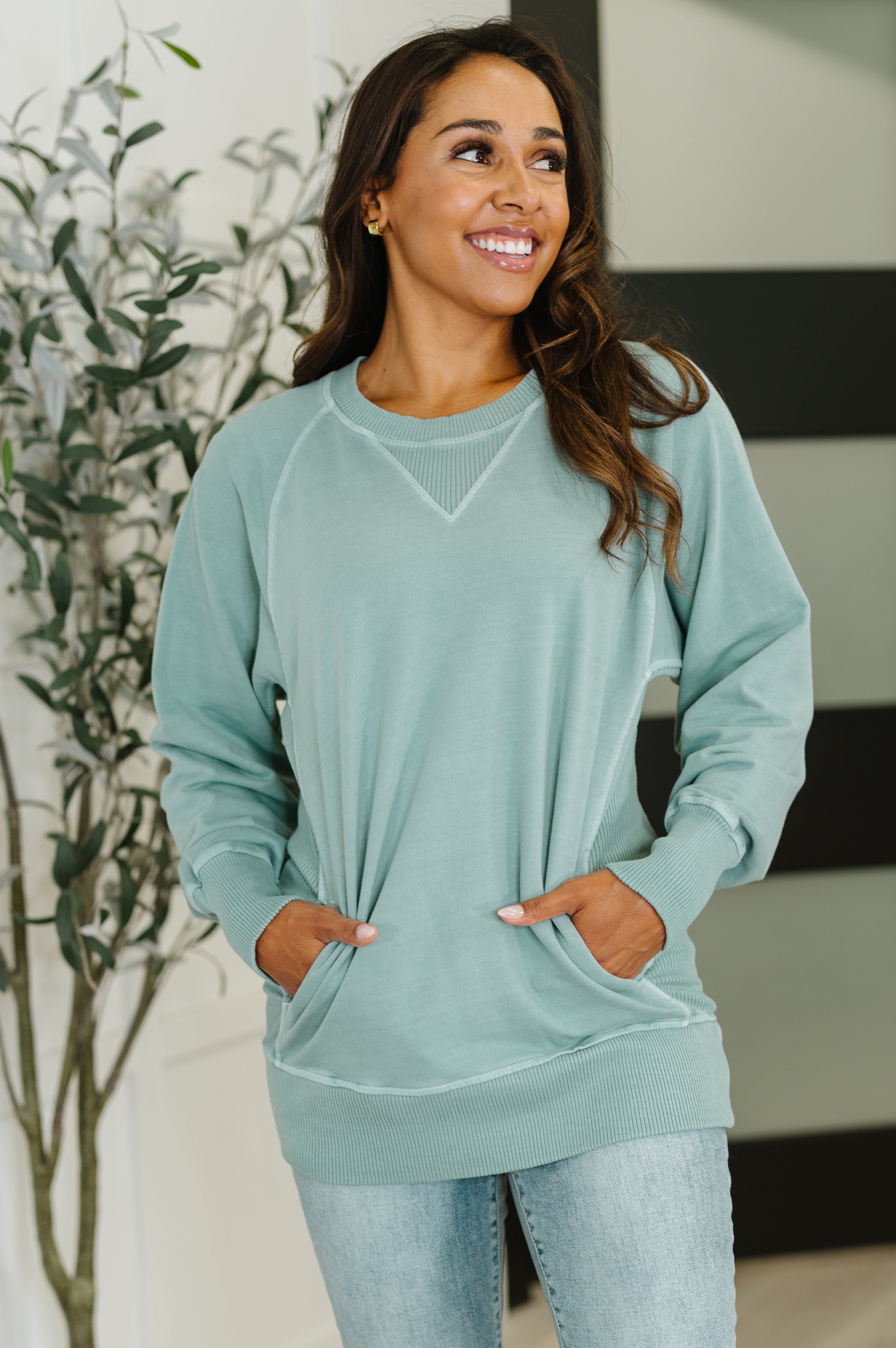 For the Experience Relaxed Pullover in Ash Blue-Womens-Stay Foxy Boutique, Florissant, Missouri