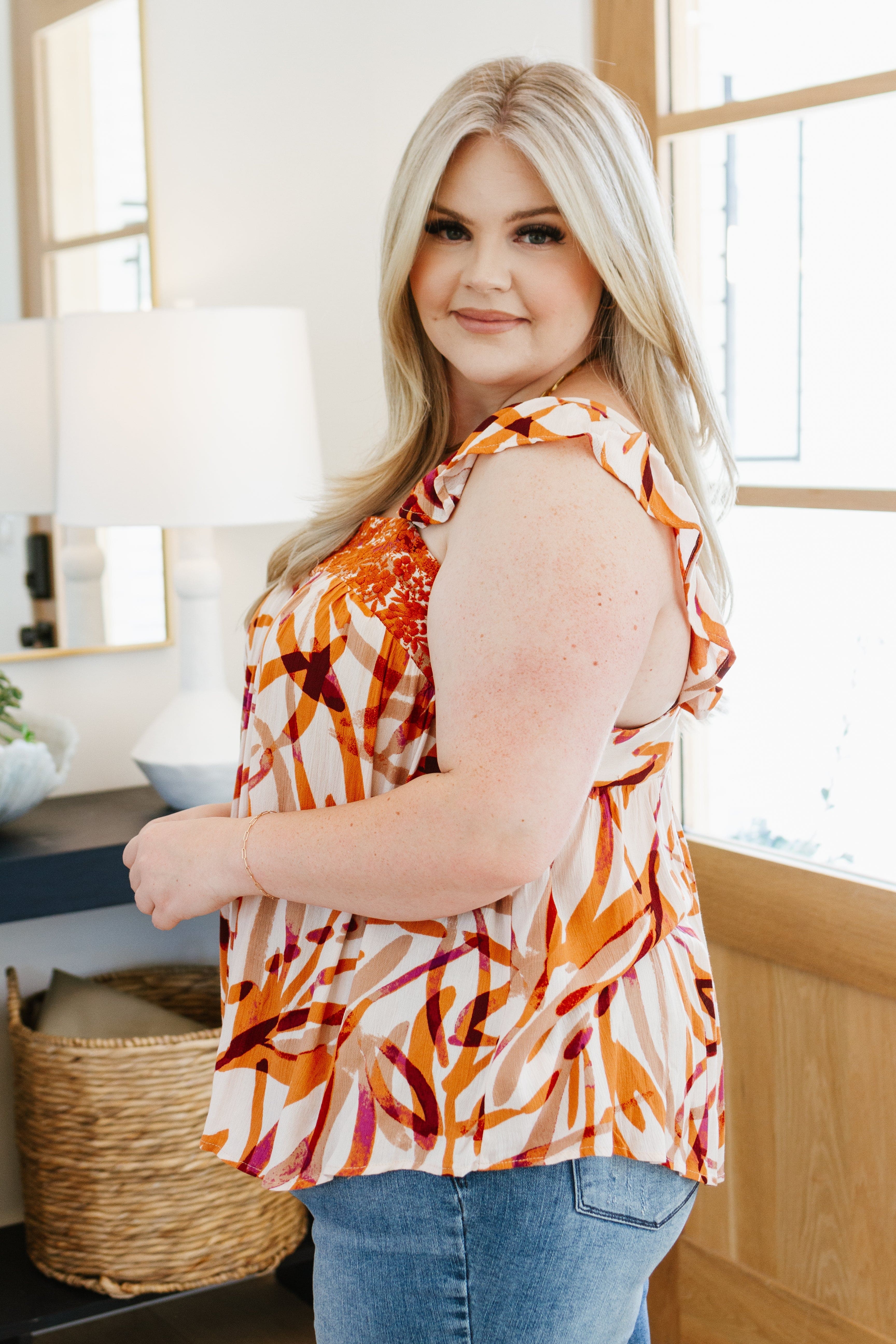 Francesca Embroidered Top in Rust-Tops-Stay Foxy Boutique, Florissant, Missouri