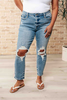 Frankie High Waist Distressed Boyfriend Jeans-Womens-Stay Foxy Boutique, Florissant, Missouri