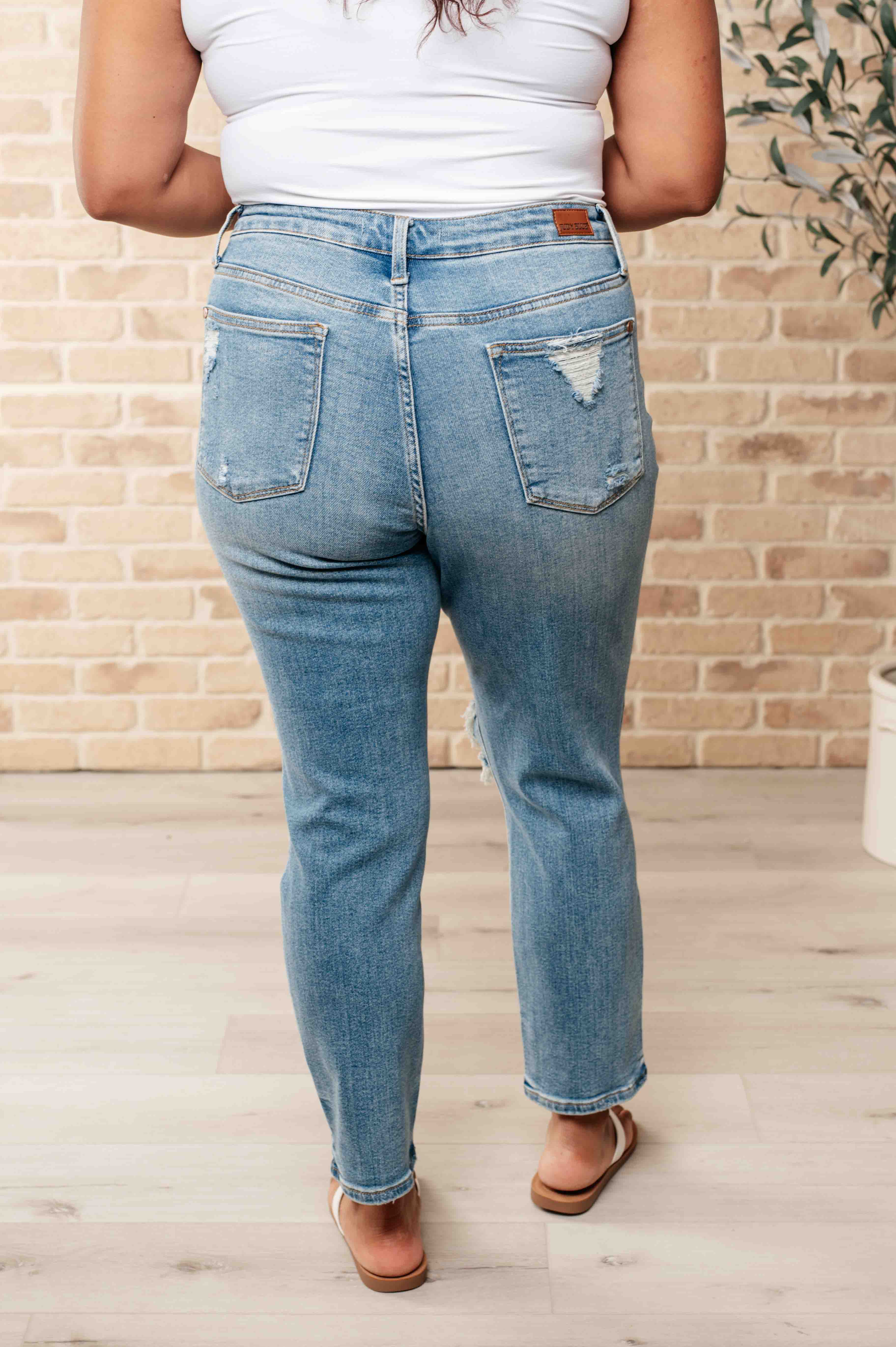 Frankie High Waist Distressed Boyfriend Jeans-Womens-Stay Foxy Boutique, Florissant, Missouri