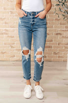 Frankie High Waist Distressed Boyfriend Jeans-Womens-Stay Foxy Boutique, Florissant, Missouri