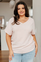 Frequently Asked Questions V-Neck Top in Blush-Womens-Stay Foxy Boutique, Florissant, Missouri