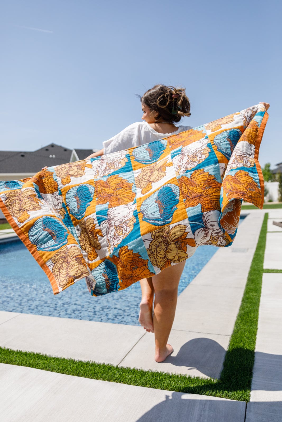 Luxury Beach Towel in Block Floral-Home & Decor-Stay Foxy Boutique, Florissant, Missouri