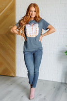 Gingham Pumpkin With Bow Graphic Tee-Tops-Stay Foxy Boutique, Florissant, Missouri