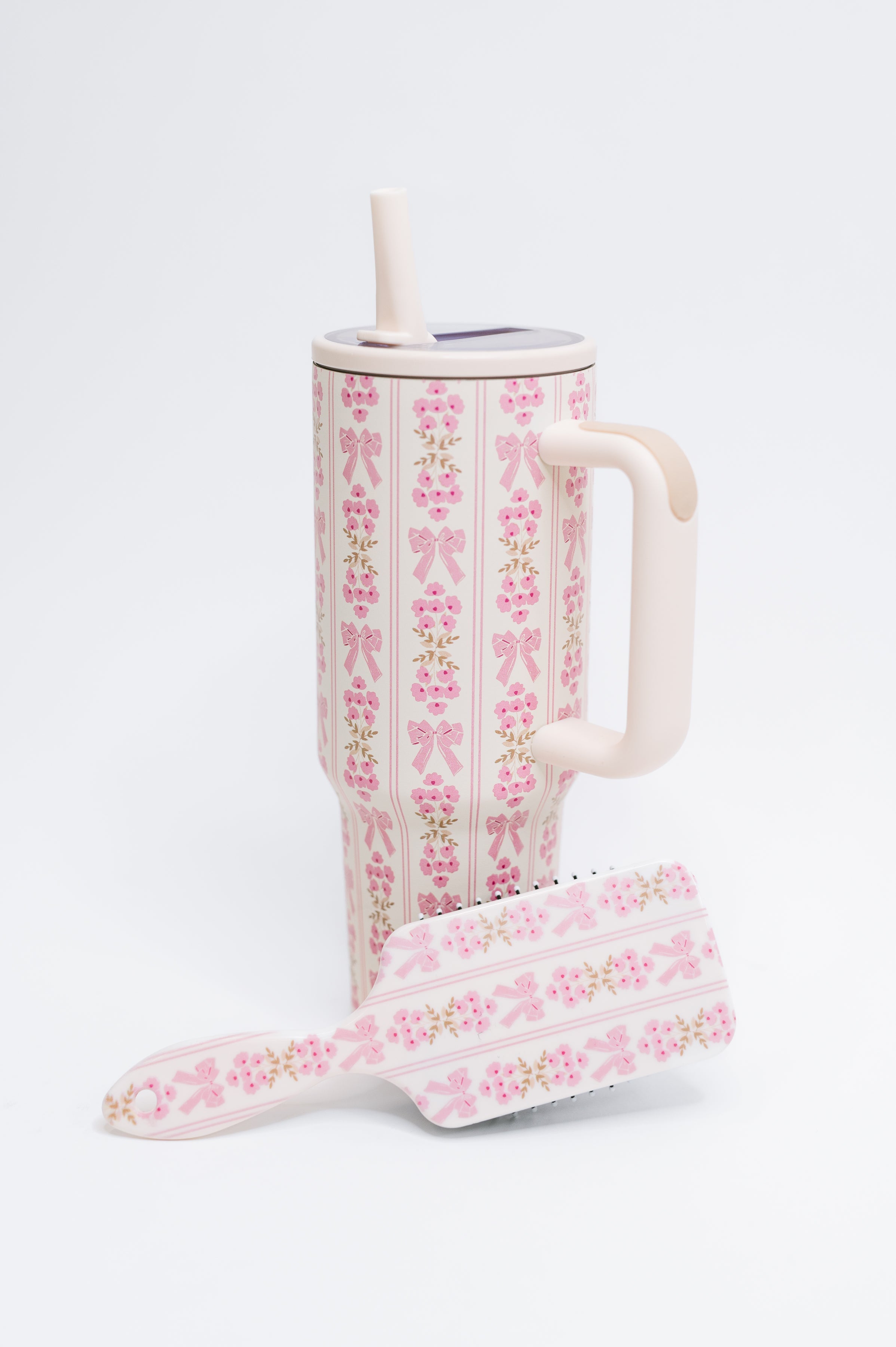 Girly Girl Bow and Floral Hair Brush-Womens-Stay Foxy Boutique, Florissant, Missouri
