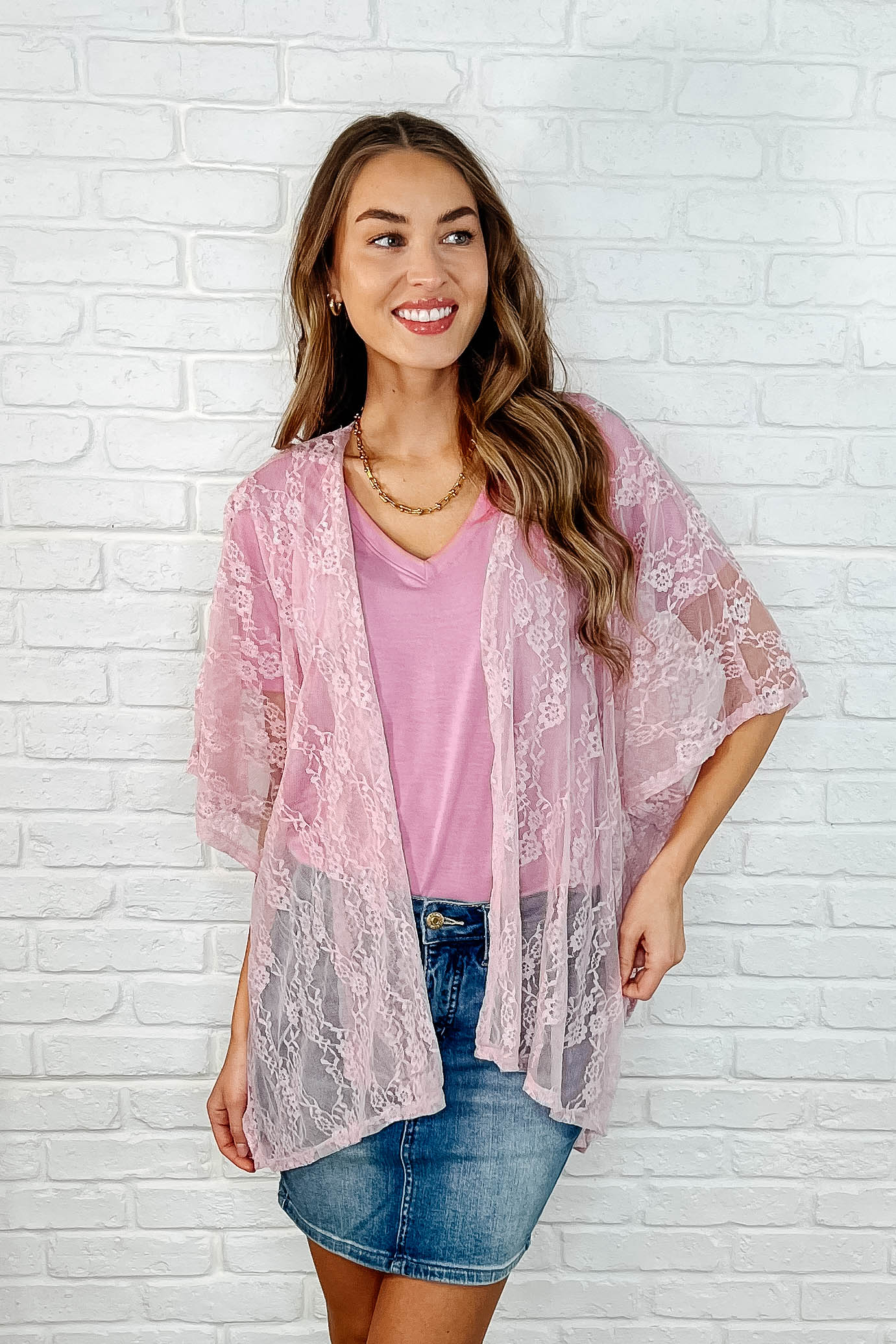 Good Days Ahead Lace Kimono In Mauve-Layers-Stay Foxy Boutique, Florissant, Missouri