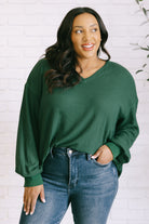 Good Things Are Coming V-Neck Top in Green-Tops-Stay Foxy Boutique, Florissant, Missouri