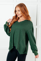 Good Things Are Coming V-Neck Top in Green-Tops-Stay Foxy Boutique, Florissant, Missouri