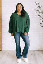 Good Things Are Coming V-Neck Top in Green-Tops-Stay Foxy Boutique, Florissant, Missouri