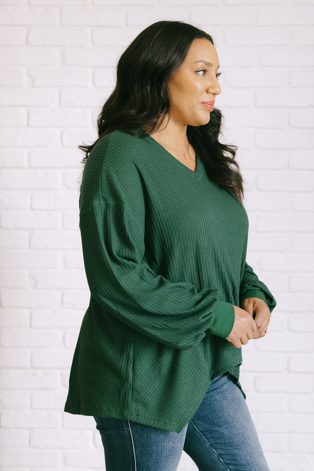 Good Things Are Coming V-Neck Top in Green-Tops-Stay Foxy Boutique, Florissant, Missouri