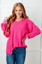 Good Things Are Coming V-Neck Top in Pink-Tops-Stay Foxy Boutique, Florissant, Missouri