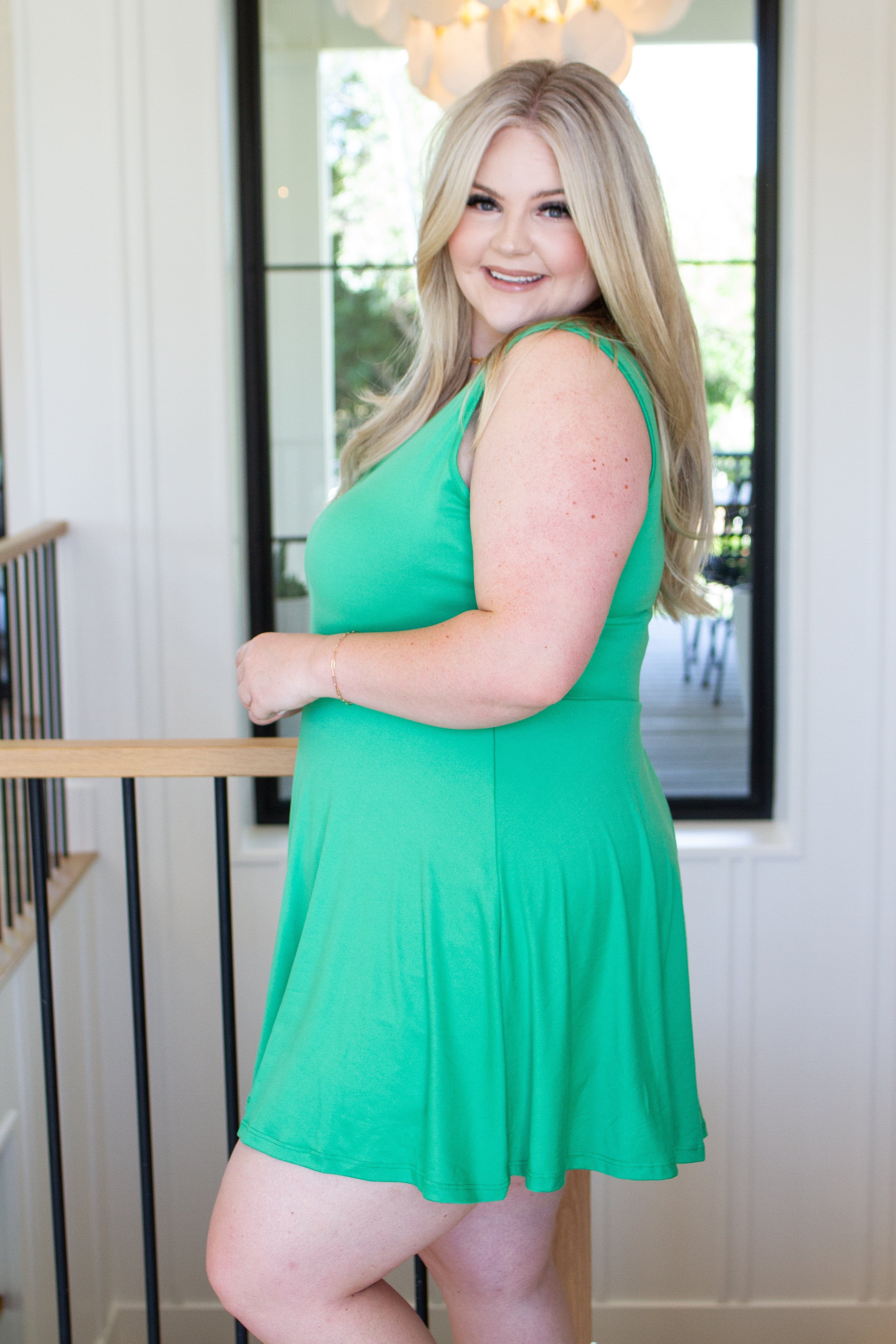 Gorgeous in Green Sleeveless Skort Dress-Dresses-Stay Foxy Boutique, Florissant, Missouri