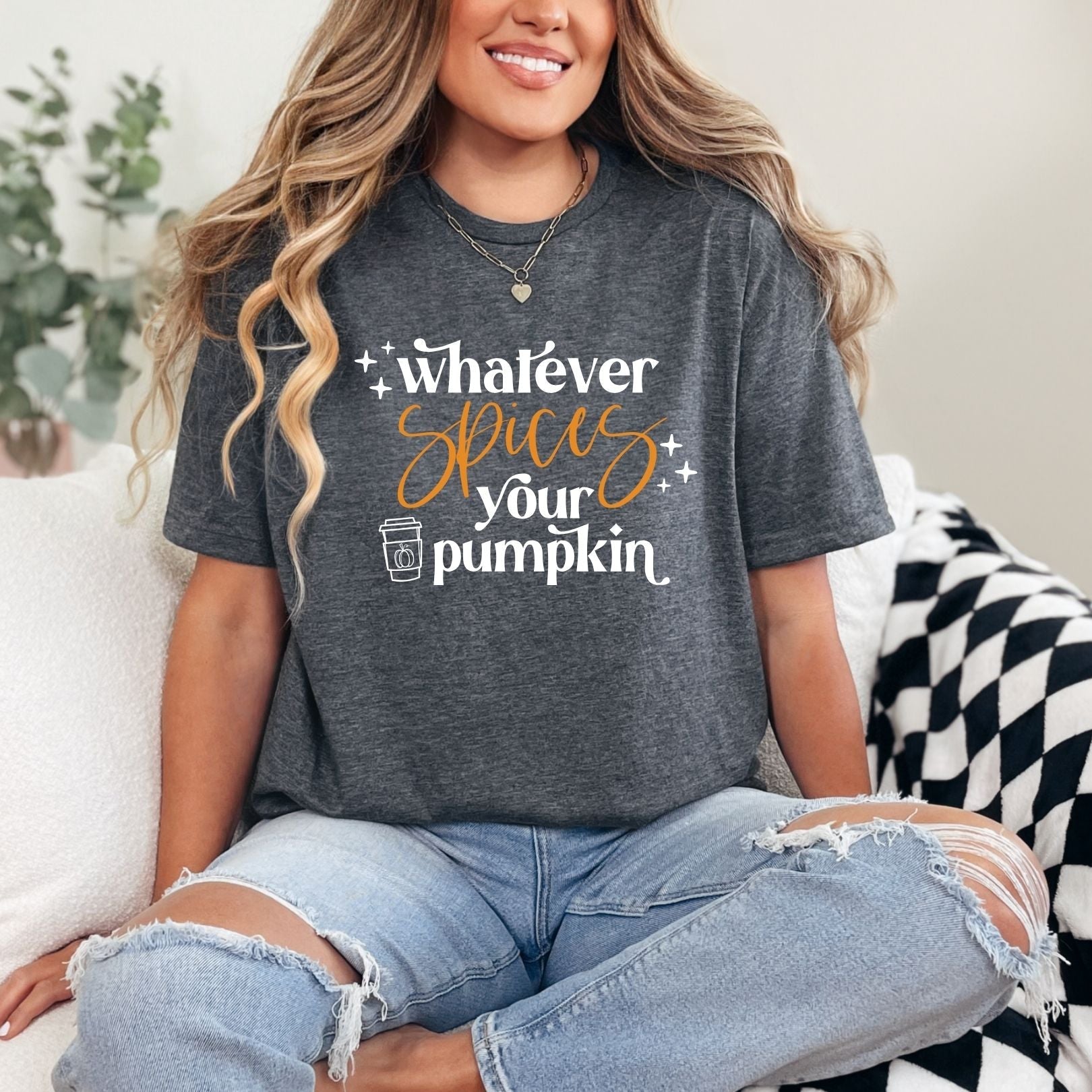 Whatever Spices Your Pumpkin Graphic Tee-Womens-Stay Foxy Boutique, Florissant, Missouri