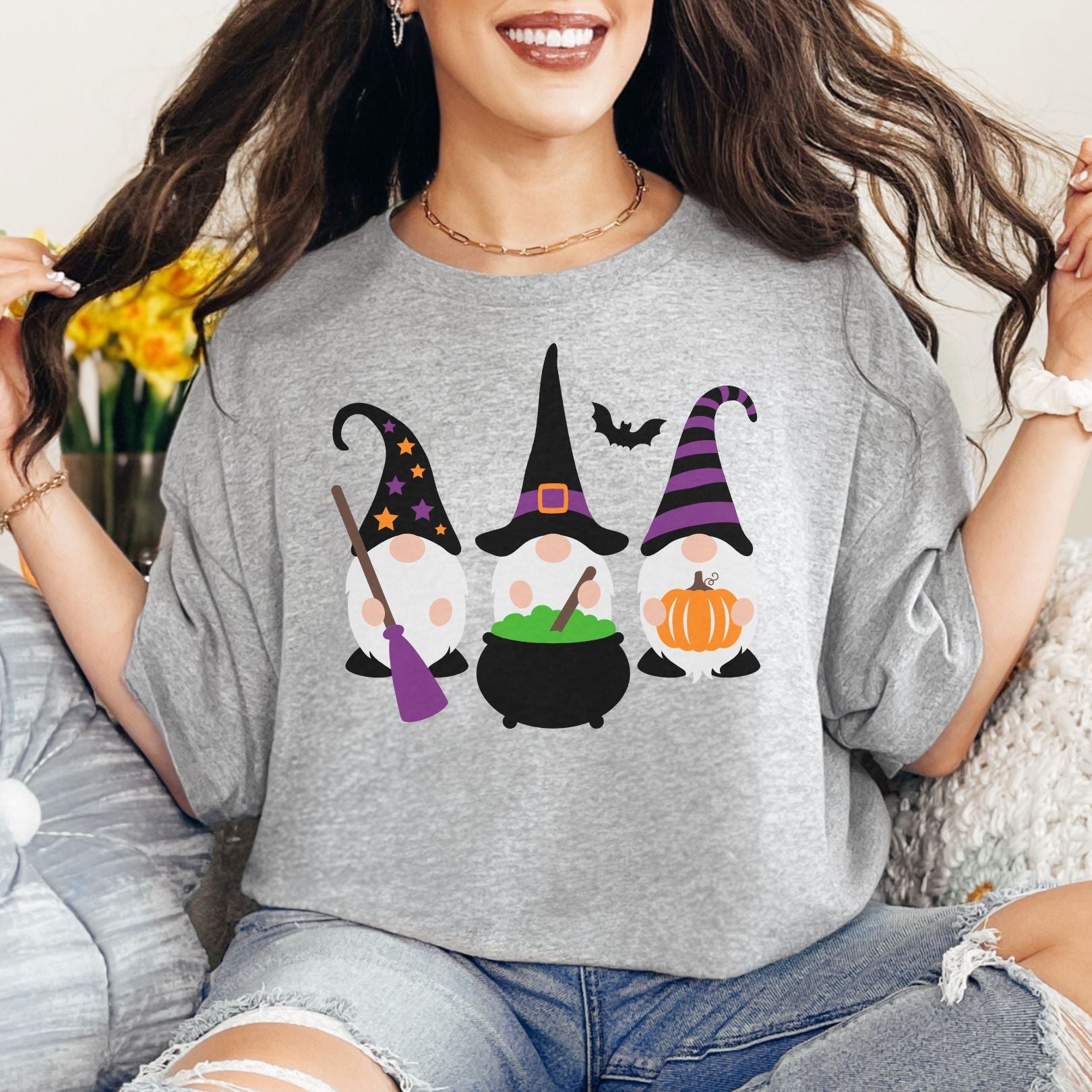 Halloween Gnome Graphic Tee-Womens-Stay Foxy Boutique, Florissant, Missouri