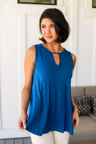 Greater than Great Keyhole Detail Tank in Teal-Tops-Stay Foxy Boutique, Florissant, Missouri