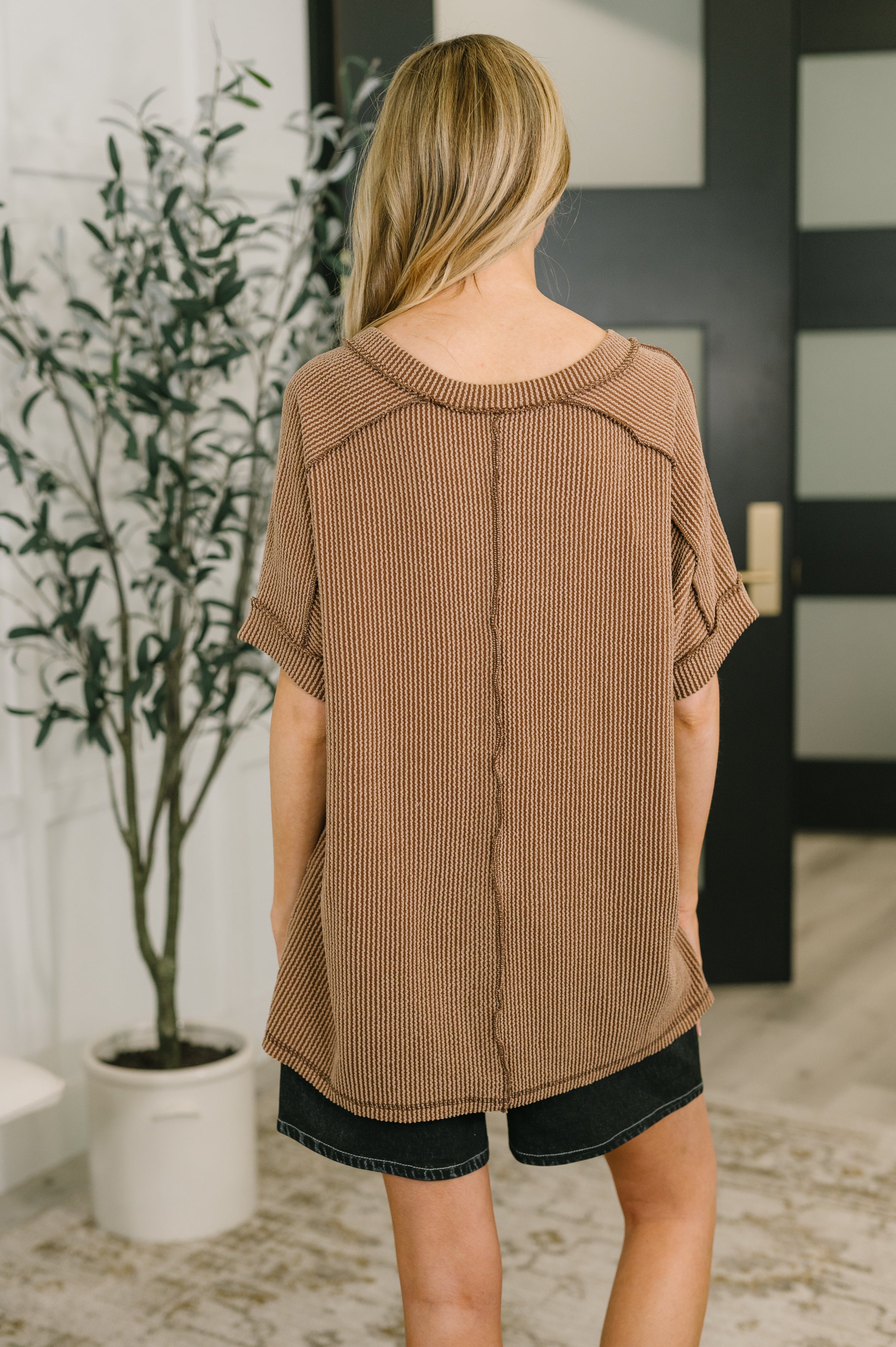 Growing Restless V-Neck Tee in Brown-Womens-Stay Foxy Boutique, Florissant, Missouri