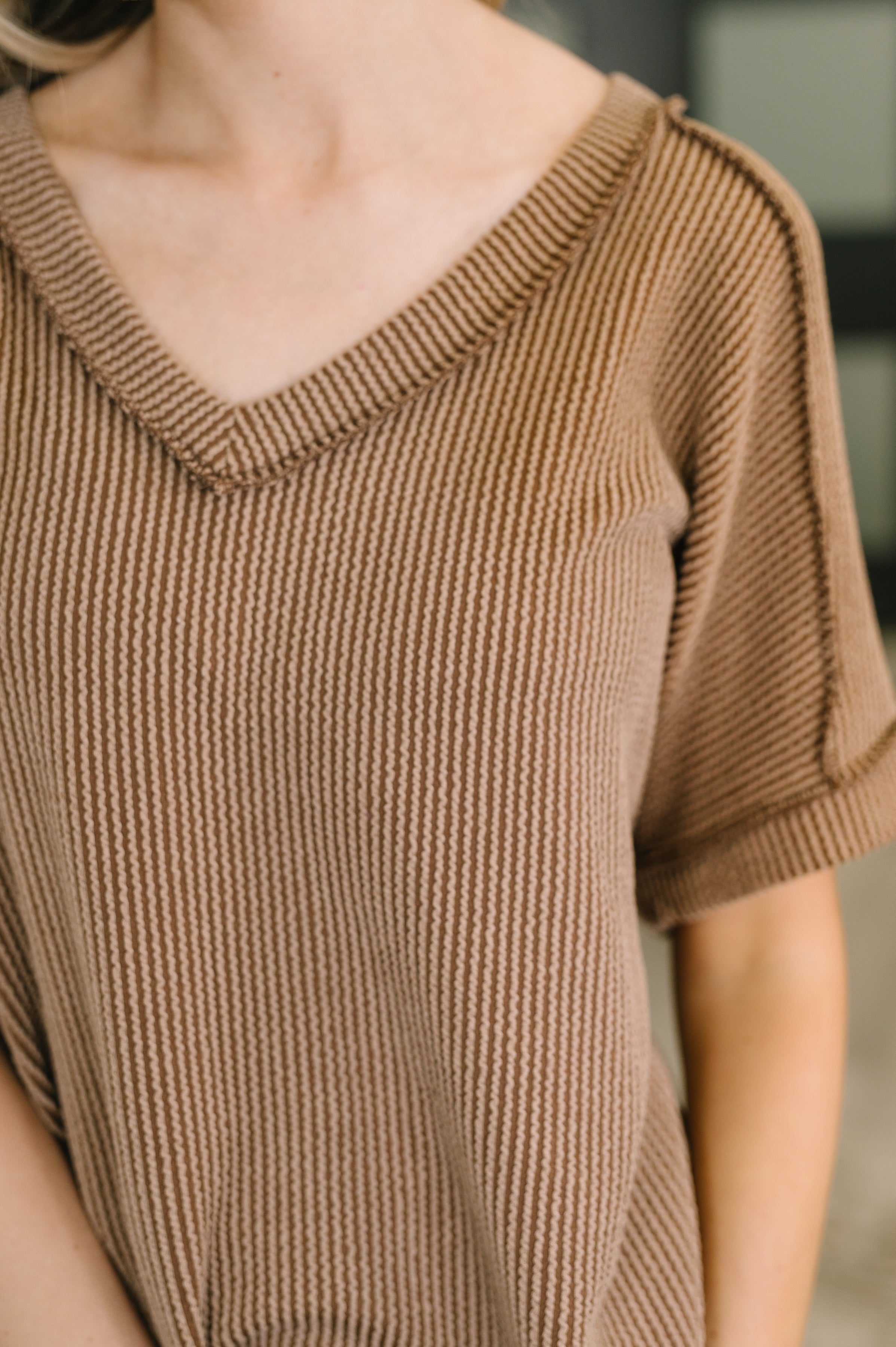 Growing Restless V-Neck Tee in Brown-Womens-Stay Foxy Boutique, Florissant, Missouri