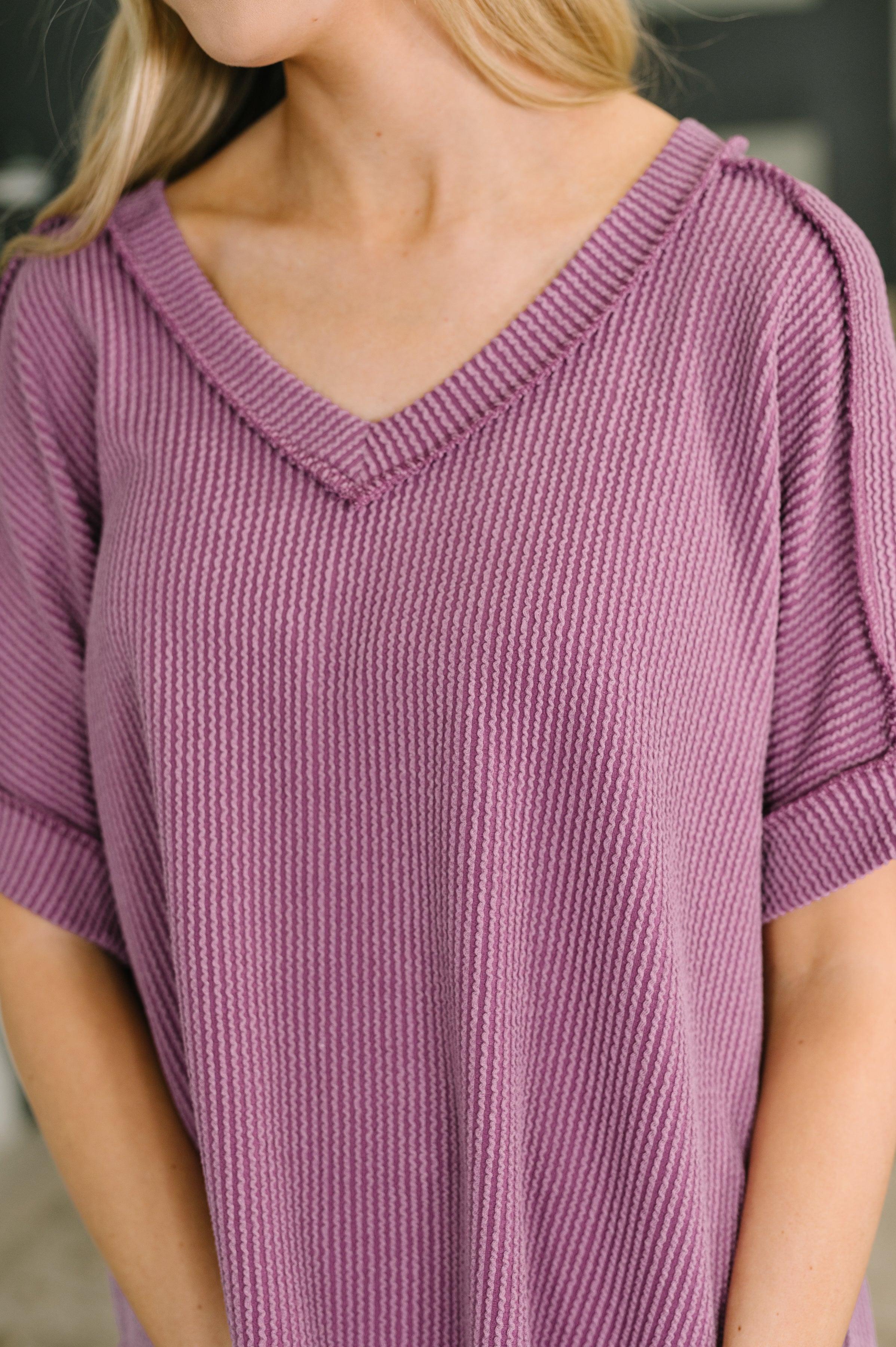 Growing Restless V-Neck Tee in Light Plum-Womens-Stay Foxy Boutique, Florissant, Missouri