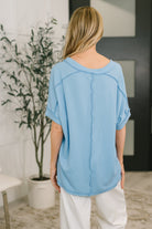 Growing Restless V-Neck Tee in Spring Blue-Womens-Stay Foxy Boutique, Florissant, Missouri