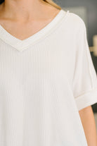 Growing Restless V-Neck Tee in White-Womens-Stay Foxy Boutique, Florissant, Missouri
