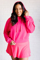 Had Me in the First Half Pullover Hoodie in Flamingo Pink-Tops-Stay Foxy Boutique, Florissant, Missouri