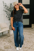 Had to Be There Mineral Wash Tee in Ash Black-Womens-Stay Foxy Boutique, Florissant, Missouri