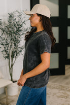 Had to Be There Mineral Wash Tee in Ash Black-Womens-Stay Foxy Boutique, Florissant, Missouri