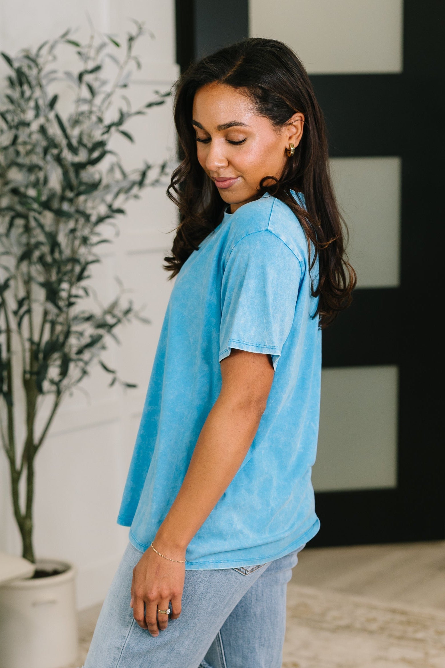 Had to Be There Mineral Wash Tee in Deep Sky-Womens-Stay Foxy Boutique, Florissant, Missouri