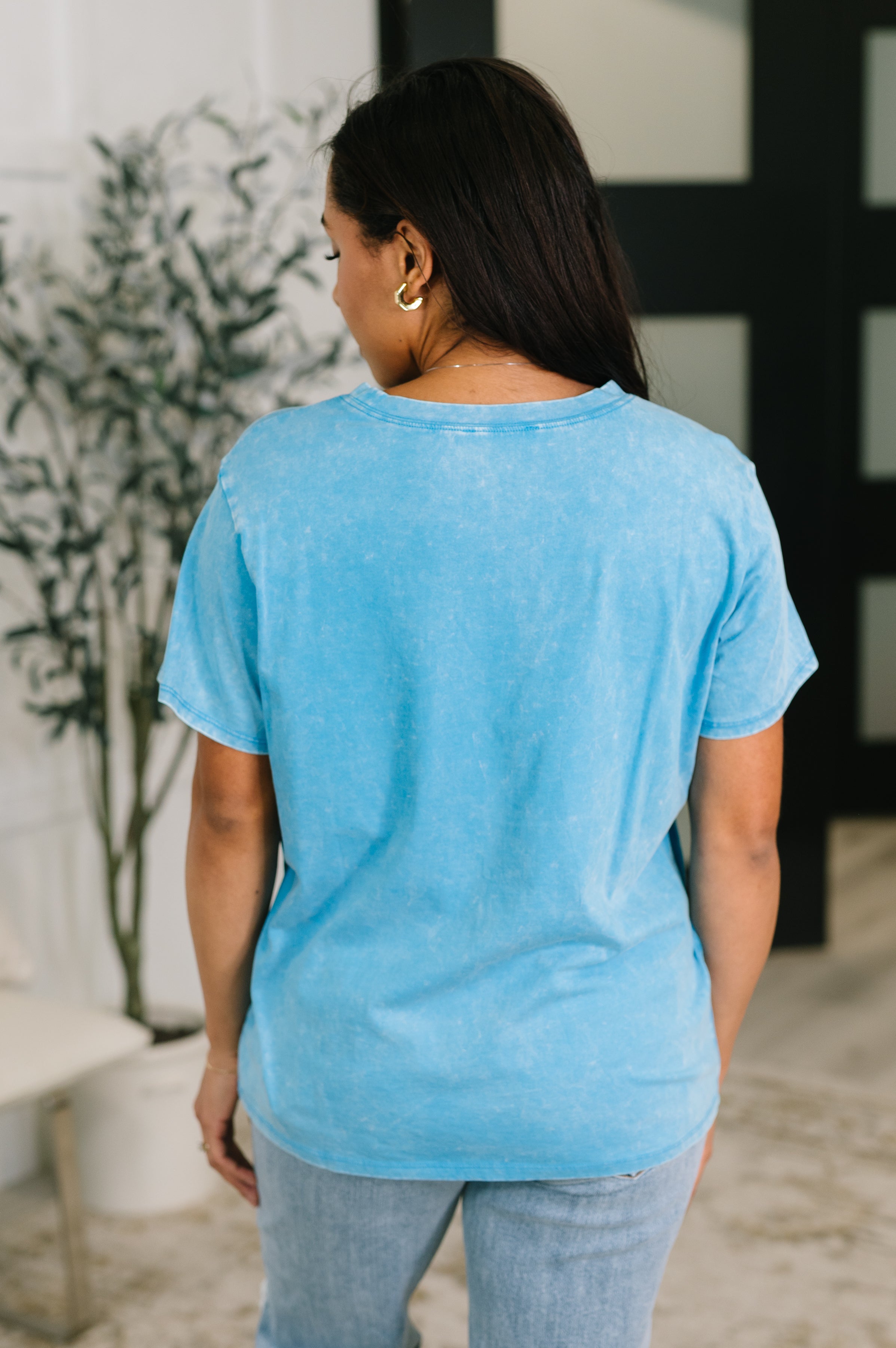 Had to Be There Mineral Wash Tee in Deep Sky-Womens-Stay Foxy Boutique, Florissant, Missouri