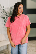 Had to Be There Mineral Wash Tee in Fuchsia-Womens-Stay Foxy Boutique, Florissant, Missouri