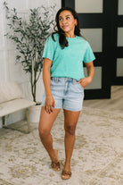 Had to Be There Mineral Wash Tee in Turquoise-Womens-Stay Foxy Boutique, Florissant, Missouri