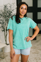 Had to Be There Mineral Wash Tee in Turquoise-Womens-Stay Foxy Boutique, Florissant, Missouri