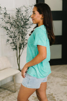 Had to Be There Mineral Wash Tee in Turquoise-Womens-Stay Foxy Boutique, Florissant, Missouri