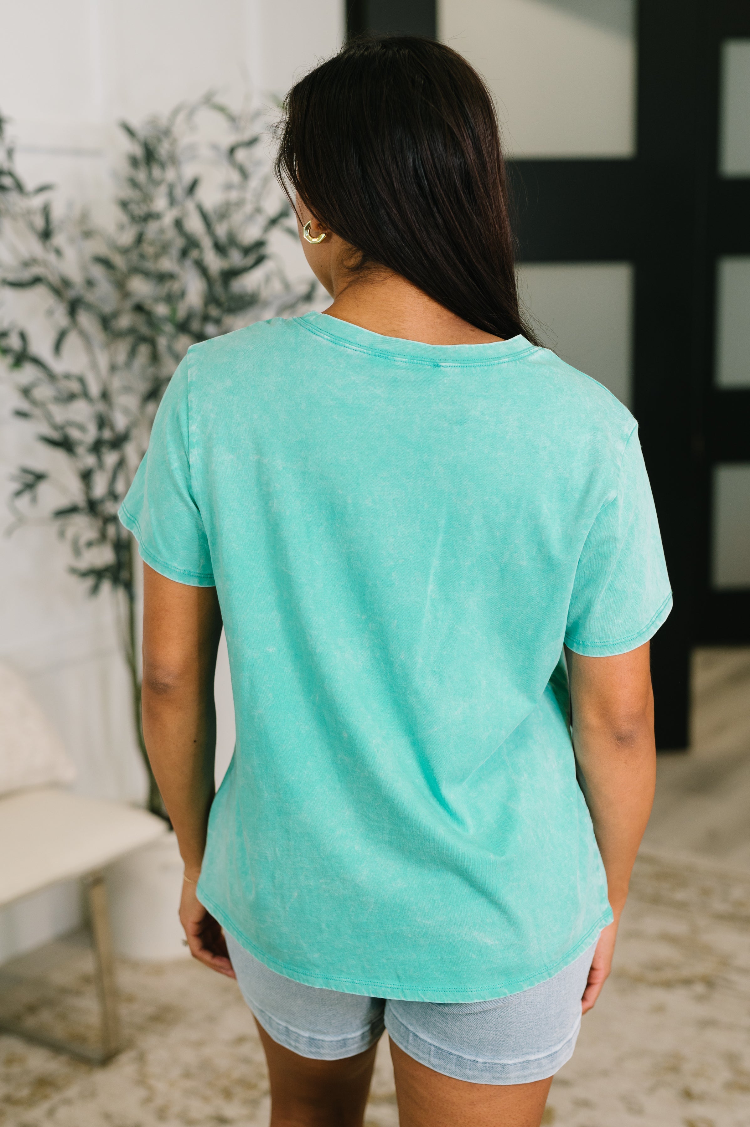 Had to Be There Mineral Wash Tee in Turquoise-Womens-Stay Foxy Boutique, Florissant, Missouri