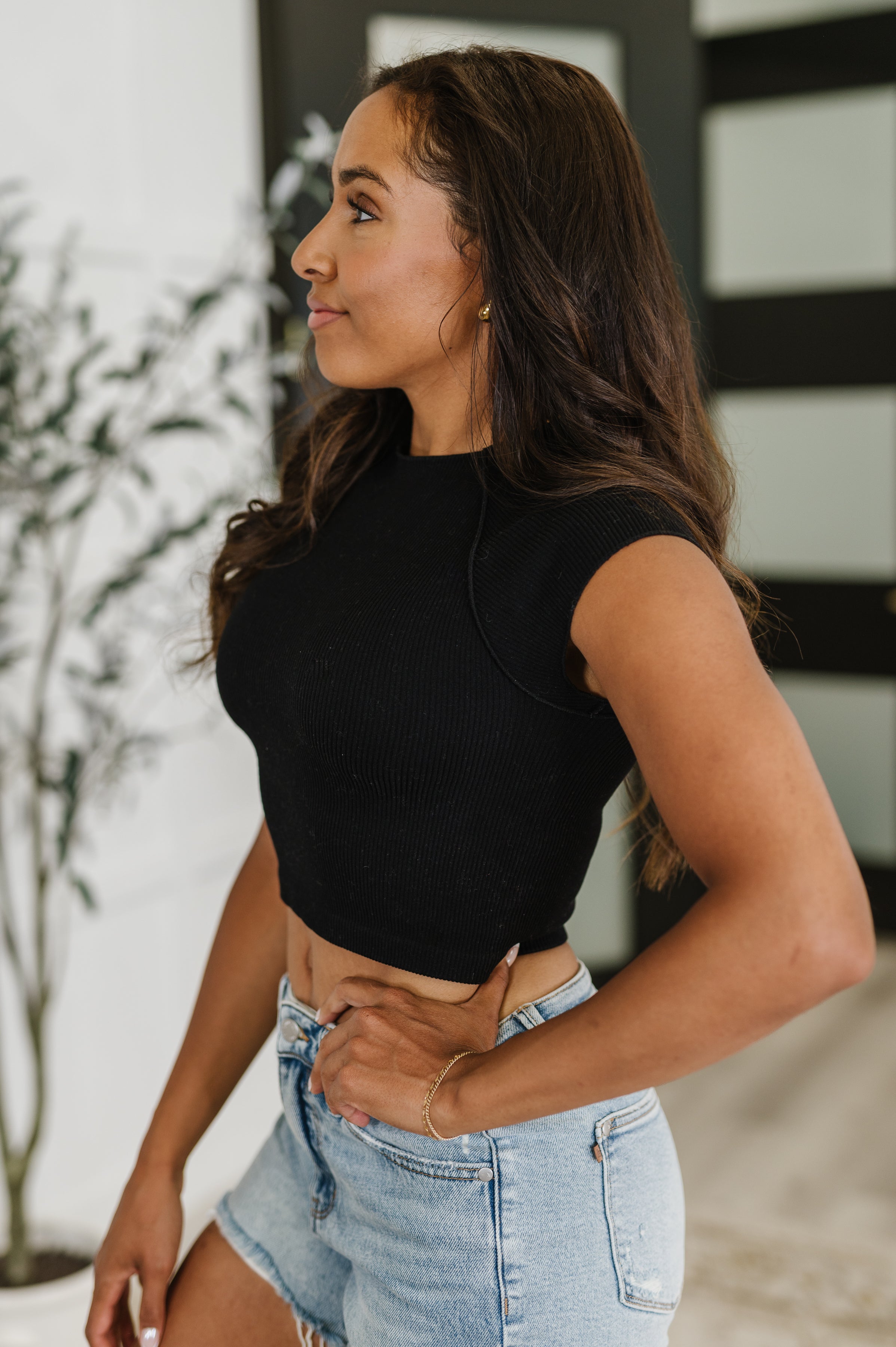 Halfway to Heaven Cropped Top in Black-Womens-Stay Foxy Boutique, Florissant, Missouri