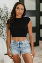 Halfway to Heaven Cropped Top in Black-Womens-Stay Foxy Boutique, Florissant, Missouri