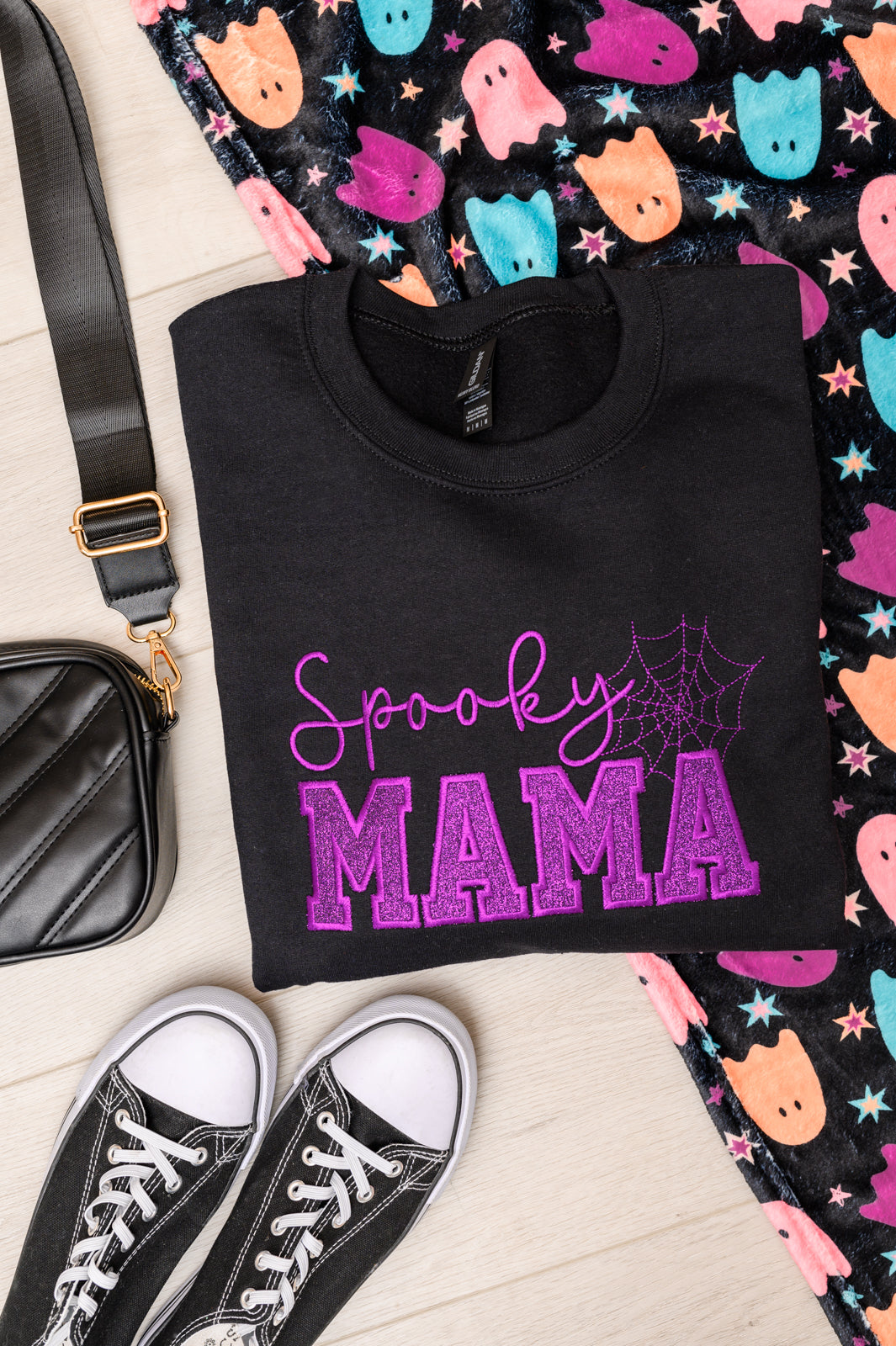 PREORDER: Embroidered Spooky Mama Applique Sweatshirt-Womens-Stay Foxy Boutique, Florissant, Missouri