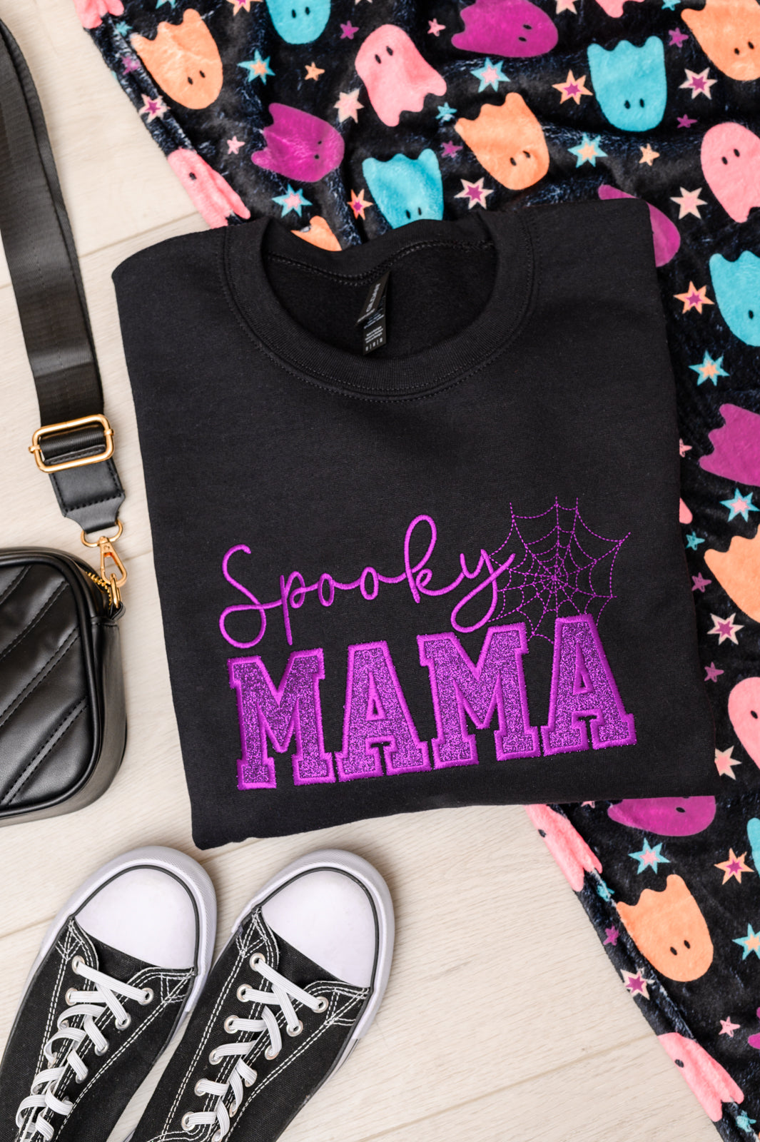 PREORDER: Embroidered Spooky Mama Applique Sweatshirt-Womens-Stay Foxy Boutique, Florissant, Missouri