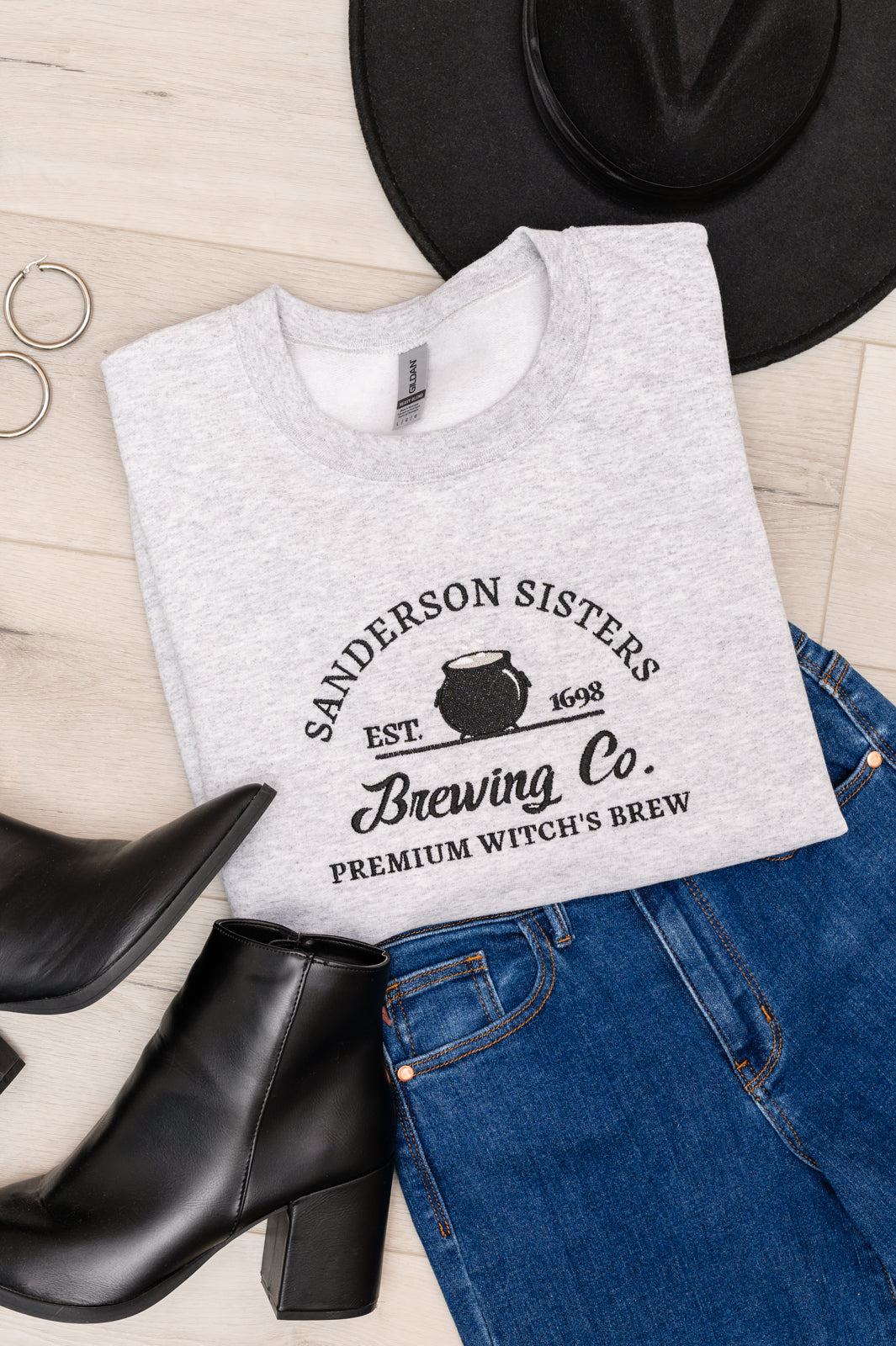PREORDER: Embroidered Sanderson Sisters Sweatshirt-Womens-Stay Foxy Boutique, Florissant, Missouri