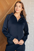 Hamptons Travel Half Zip Pullover in Navy-Athleisure-Stay Foxy Boutique, Florissant, Missouri